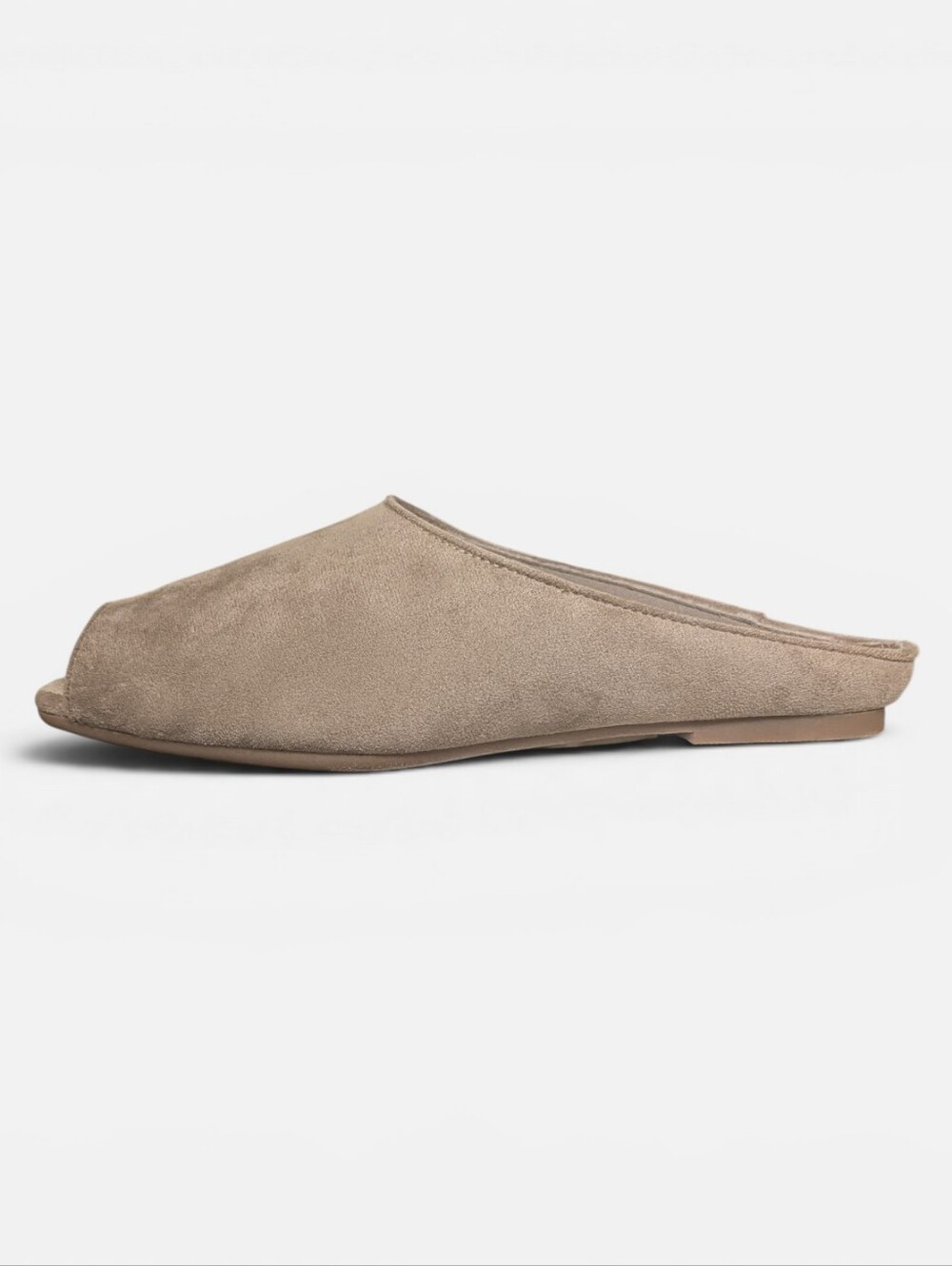 Scoop Faux Suede Peep Toe Mule Flats Size 8 Taupe New NWT - Picture 3 of 6